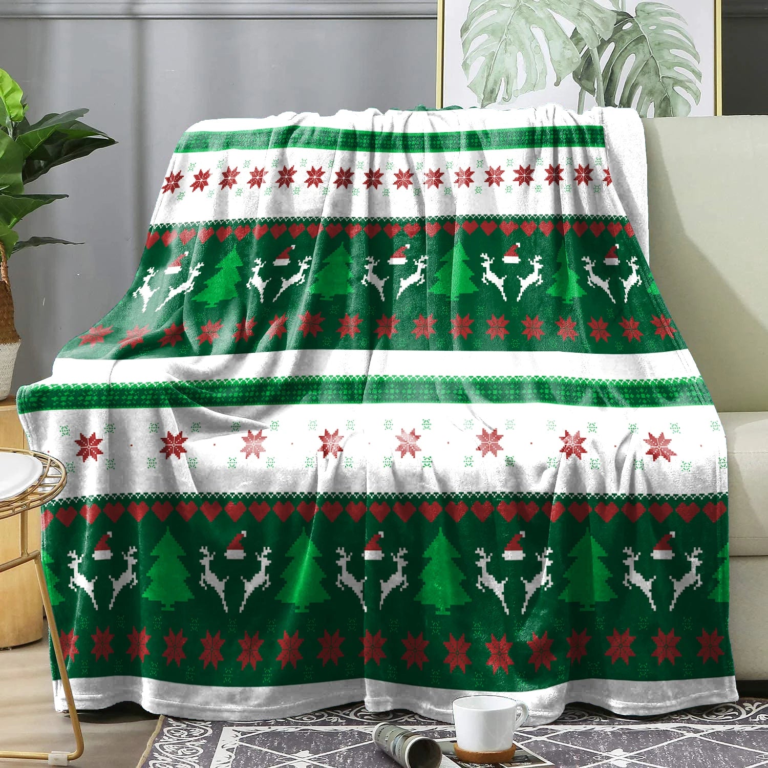 Christmas Plaid Winter Blanket Bedspreads Cover Warm Soft Flannel