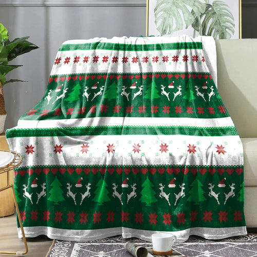Christmas Plaid Winter Blanket Bedspreads Cover Warm Soft Flannel