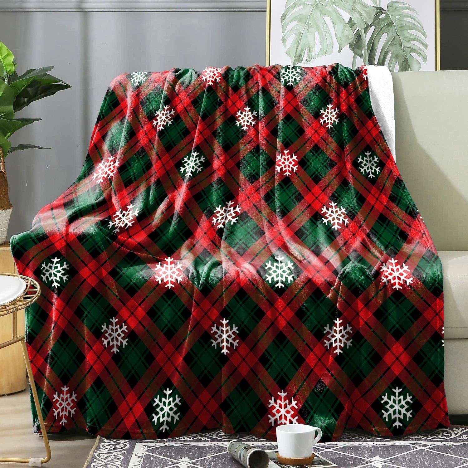 Christmas Plaid Winter Blanket Bedspreads Cover Warm Soft Flannel