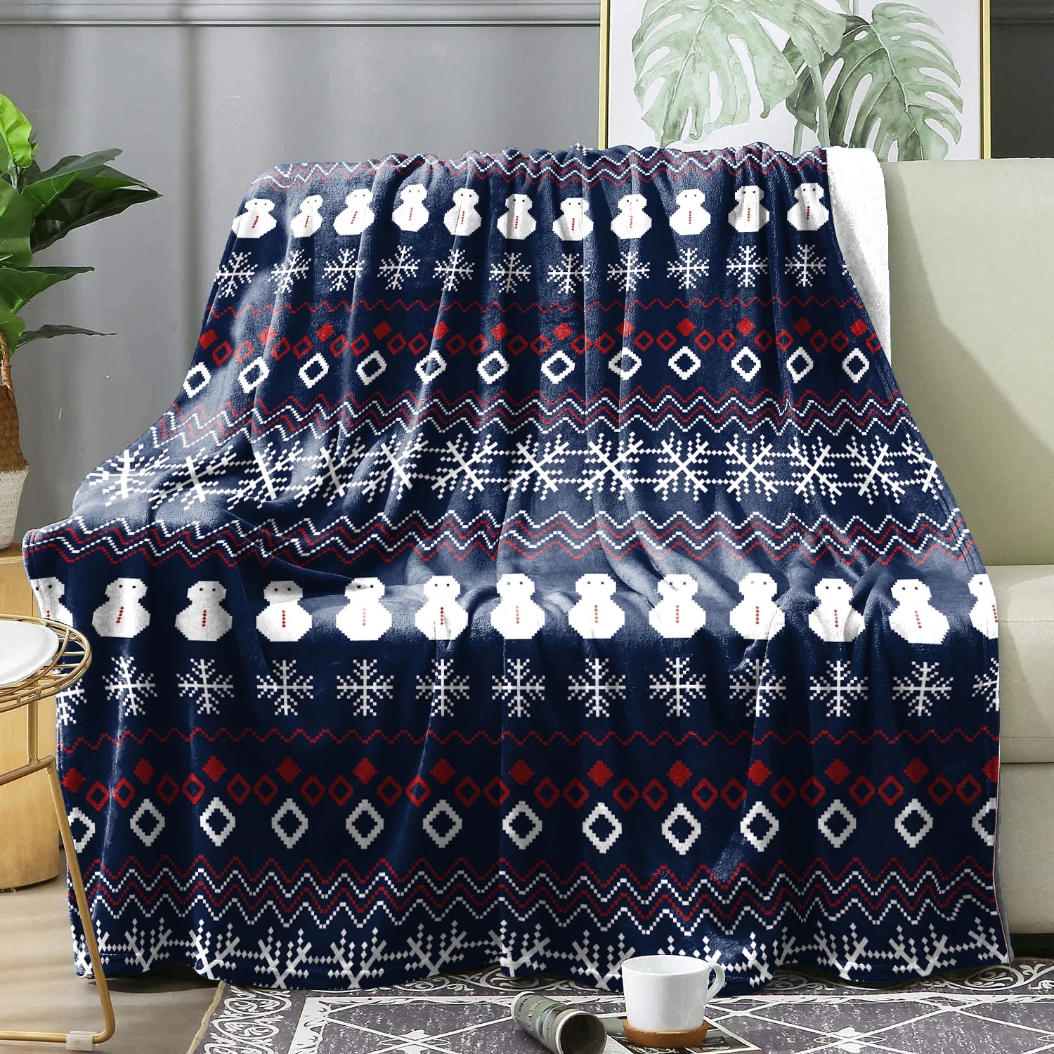 Christmas Plaid Winter Blanket Bedspreads Cover Warm Soft Flannel