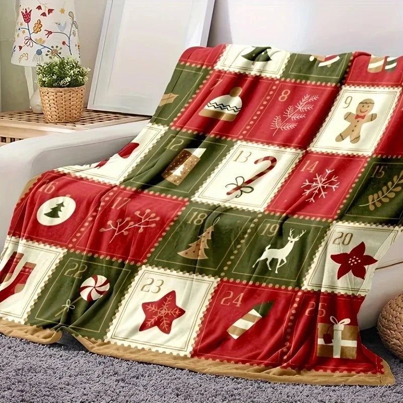 Blanket Christmas Tree Santa Claus Gift Cartoon Plush Blanket Flannel