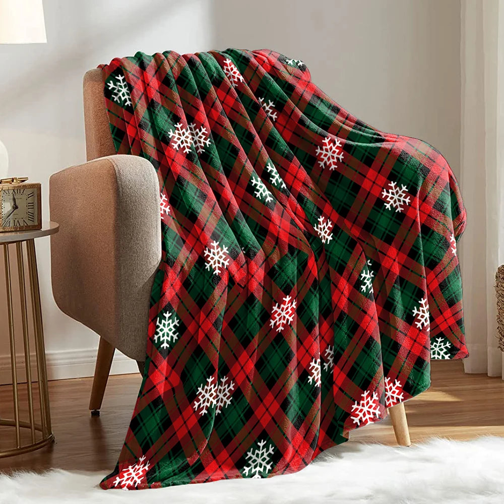 Christmas Plaid Winter Blanket Bedspreads Cover Warm Soft Flannel